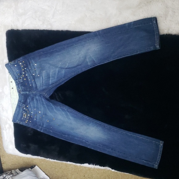 Love Moschino Blue Studded Jeans Size 26 - Picture 7 of 12